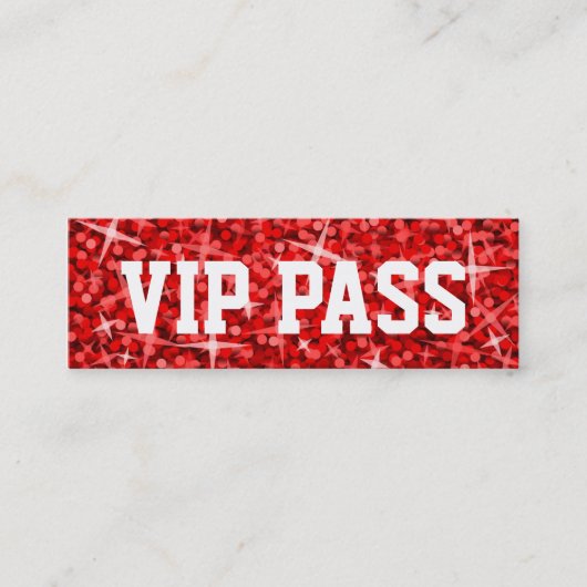 Mini Glitz Red 'VIP PASS' carte de visite maigre (Devant)