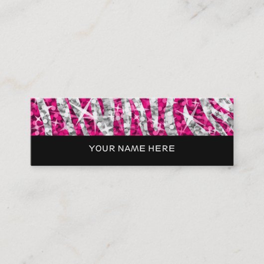 Mini Glitz Zebra carte de visite rose maigre noir (Devant)