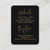 Mini Gold Moderne Script Photo Invitation (Dos)