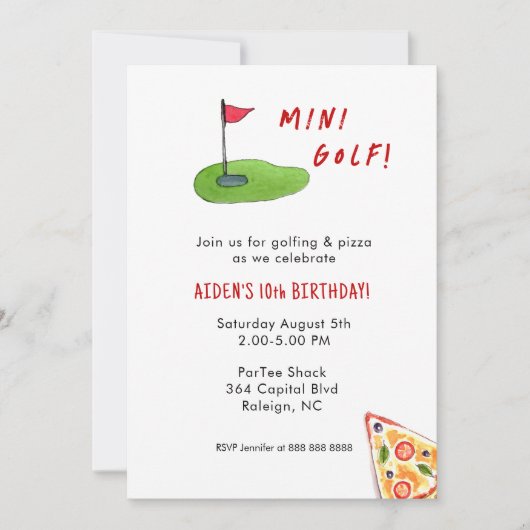 Mini Golf Anniversaire Fête Invitation (Devant)