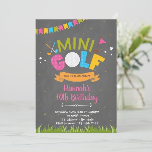 Mini golf anniversaire invitation (Debout devant)