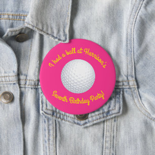 Mini Golf Ball Verjaardagsfeestje Roze Ronde Button 4,0 Cm