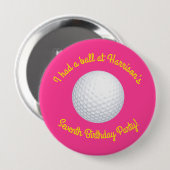 Mini Golf Ball Verjaardagsfeestje Roze Ronde Button 4,0 Cm (Voorkant /achterkant)