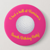 Mini Golf Ball Verjaardagsfeestje Roze Ronde Button 4,0 Cm (Voorkant)
