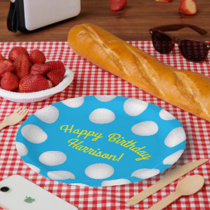 Mini Golf Balls Birthday Party Kinder Blue Papieren Bordje