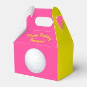Mini Golf Balls Birthday Party Kinder roze Bedankdoosjes (Achterkant)