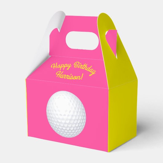 Mini Golf Balls Birthday Party Kinder roze Bedankdoosjes (Voorkant Zijde)