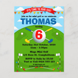Mini Golf Putt Boys Birthday Party Briefkaart