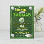 Mini Golf Putt Kids Birthday Party Invitation Kaart (Staand voorkant)