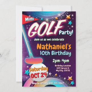 Mini Golf Verjaardag Uitnodiging | Kaart van de go