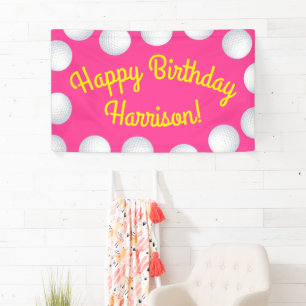 Mini Golf Verjaardagsfeestje Roze Spandoek