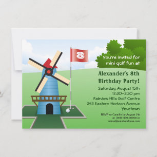 Mini Golf Windmill Fairway Party Invitation