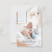 Mini Gouden Winter Groen Vrolijk Kerstfeest Foto Notitiekaartje (Voorkant)