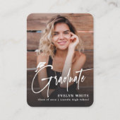 Mini Grad Cap Script Photo Graduation Invite Informatiekaartje (Voorkant)