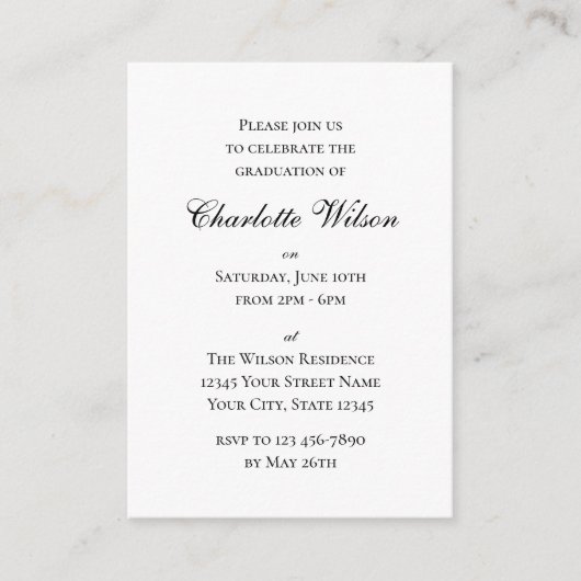 Mini Graduation Invitation Script Enclosure Card (Devant)
