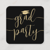Mini Graduation Party Invitation Black & Gold Card (Devant)