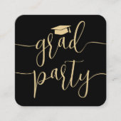 Mini Graduation Party Invitation Black & Gold Card (Devant)