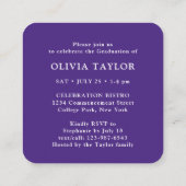 Mini Graduation Party Invitation Purple White Card (Dos)
