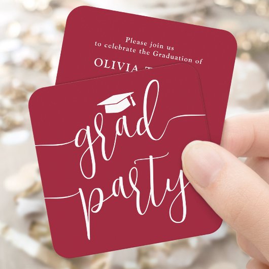Mini Graduation Party Invitation Red & White Card