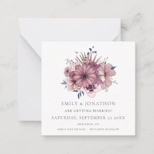 MINI-GROOTTE Paarse Florals Weddenschap om de da Notitiekaartje
