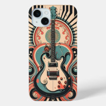 Guitare stylisée art déco Apple iPhone 15 Coque