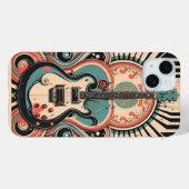 Mini Guitare stylisée art déco Apple iPhone 15 Coque (Verso (horizontal))