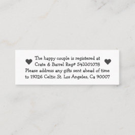 Mini Happy Couple Registry Kaarten voor uitnodigin Contactkaartje