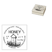 Mini Honey Label Rubber Stamp met Hive and Bees Rubberstempel (Gestempeld)