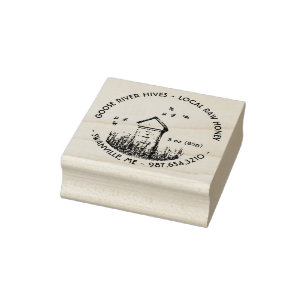 Mini Honey Label Rubber Stamp met Hive and Bees Rubberstempel