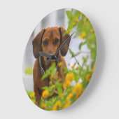 Mini horloge rouge Dachshund (Angle)