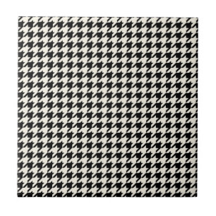 Mini Houndstooth Pattern Black en Cream Tegeltje
