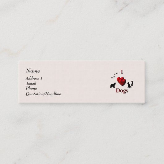Mini I Heart Dogs Carte de visite (Devant)