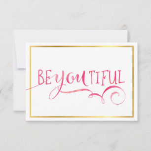 MINI INSPIRATION CARD is een mooie roze typografie Bedankkaart
