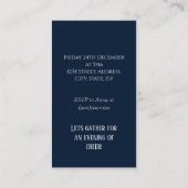 Mini invitation de la soirée de Noël bleu et blanc (Dos)