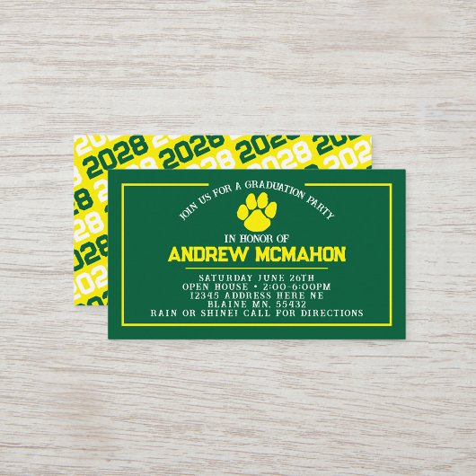 Mini Invitations de diplôme en Pawprint vert et ja