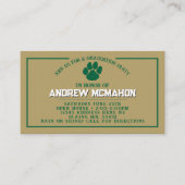 Mini Invitations de diplôme Green & Gold Pawprint (Devant)
