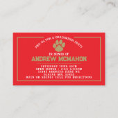 Mini Invitations de diplôme Red & Gold Pawprint (Devant)