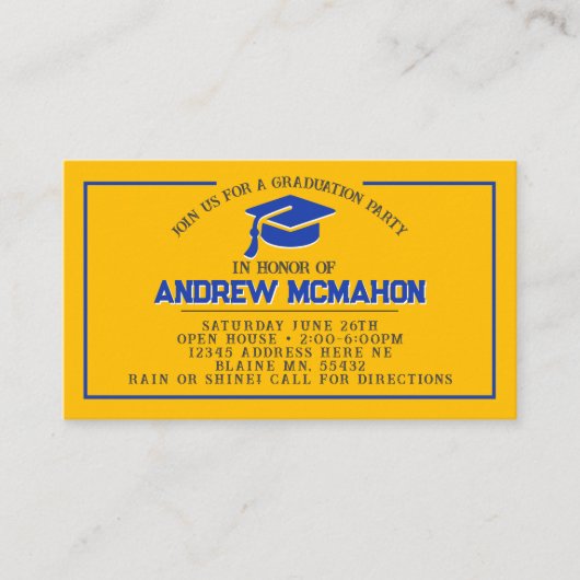 Mini Invitations de graduation Gold & Blue (Devant)
