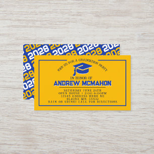 Mini Invitations de graduation Gold & Blue