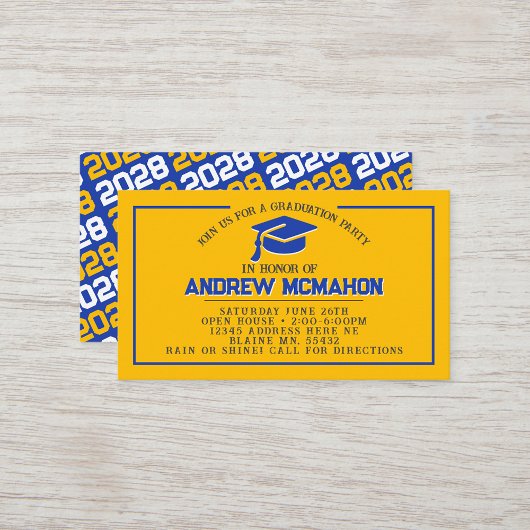 Mini Invitations de graduation Gold & Blue