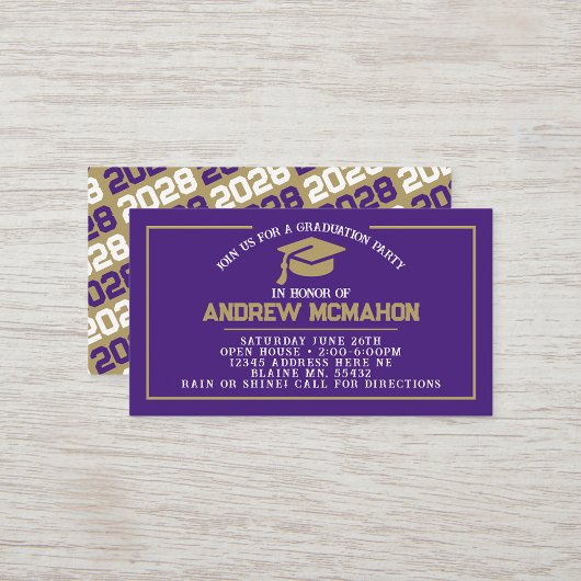 Mini Invitations de Graduation Purple & Gold