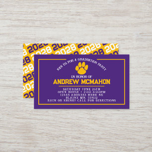 Mini Invitations de graduation Purple & Gold Pawpr