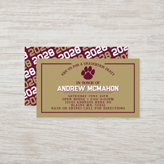 Mini Invitations de la Bourgogne et de l'or Pawpri