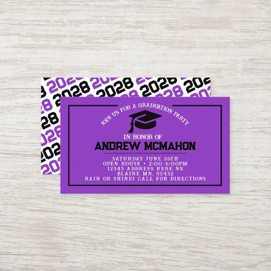 Mini Invitations de la Graduation Purple & Black