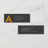 Mini Jaune gris moderne Monogramme Carte de visite ordi (Devant / Derrière)