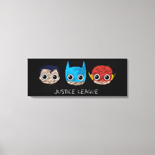 Mini Justice League Head Sketch Canvas Afdruk