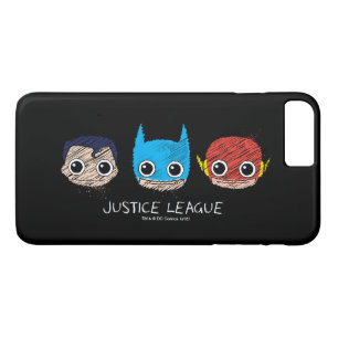 Mini Justice League Head Sketch iPhone 8 Plus / 7 Plus Hoesje