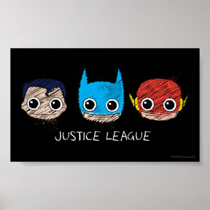 Mini Justice League Head Sketch Poster