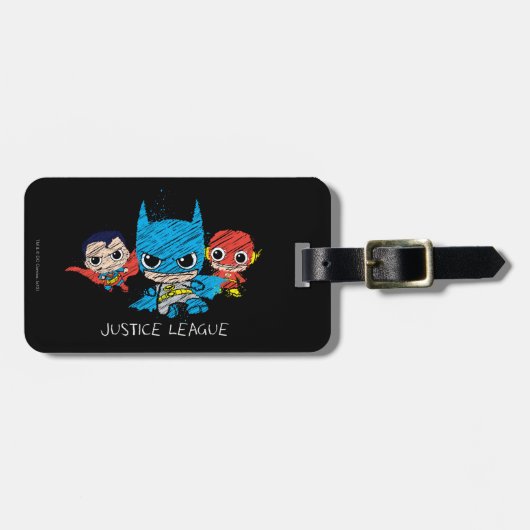 Mini Justice League Sketch Bagagelabel (Voorkant horizontaal)