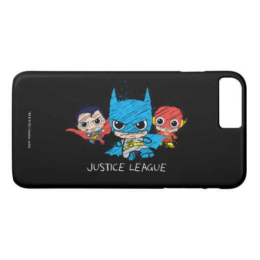 Mini Justice League Sketch Case-Mate iPhone Case (Achterkant (Horizontaal))